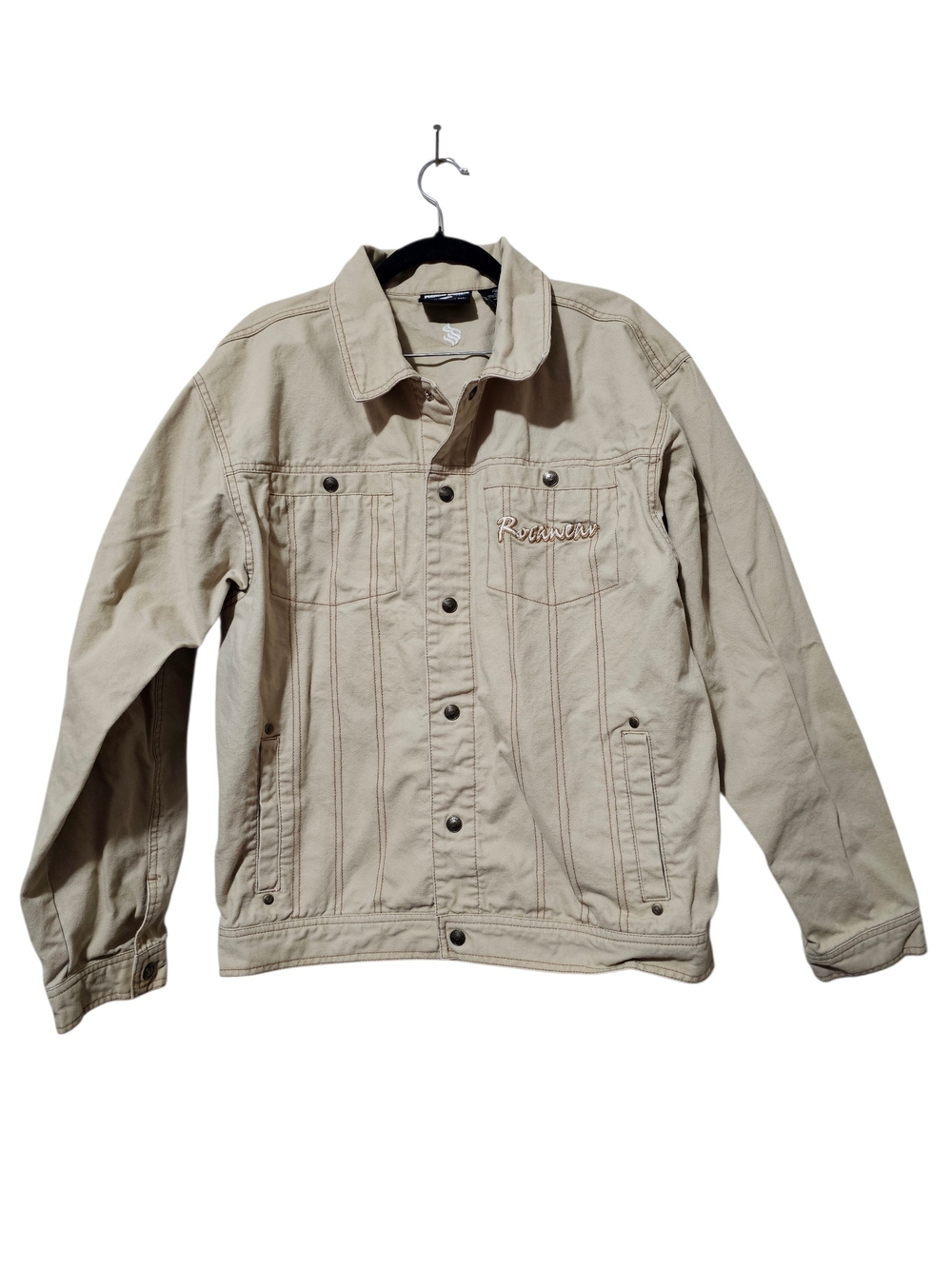 Men's Rocawear Lightweight Tan Shirt Jacket with Chest Embroidery